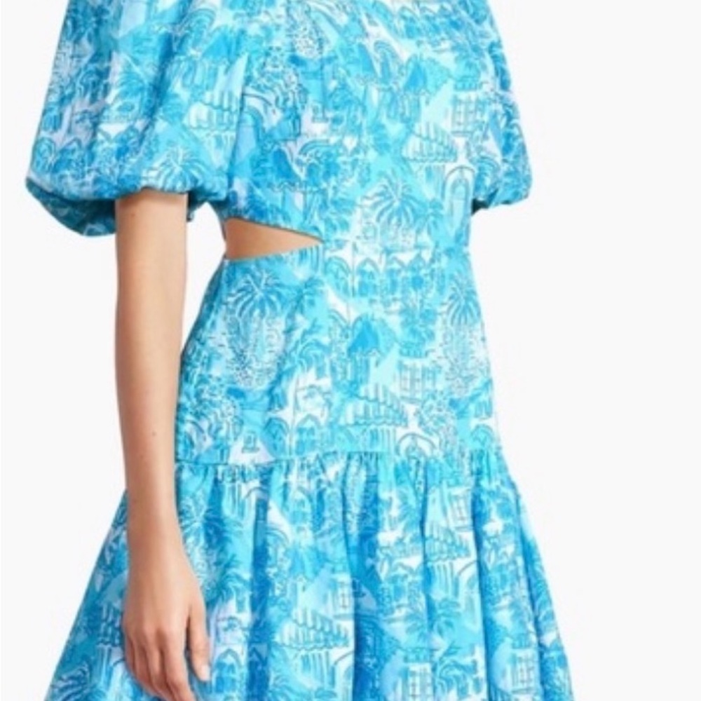 Lilly Pulitzer Kylanne Elbow Sleeve Linen mini cutout Dress sz 0